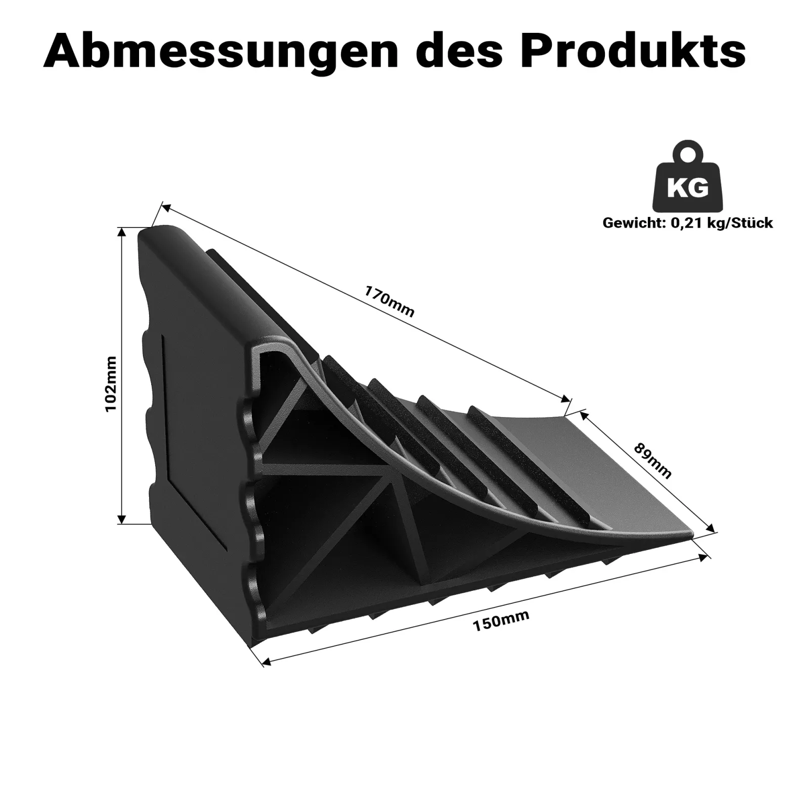 Wiltec Unterlegkeile für Anhänger 2 Stück bis 2 t, Bremskeile Wohnmobil 14,8 x 8,9 x 9,8 cm, Unterlegkeile Auto rutschfest aus HDPE für Pkw und Wohnwagen