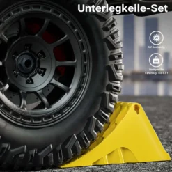 Wiltec Unterlegkeile für LKW 2 Stück bis 6,5 t, rutschfeste Bremskeile 478 x 200 x 230 mm für Anhänger und Wohnmobil, Unterlegkeile Auto für Wohnwagen