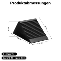 Wiltec Unterlegkeil Gummi 129 x 77 x 60 mm 2er Set Bremskeil 2 Tonnen pro Paar für Anhänger, Wohnmobil und Auto