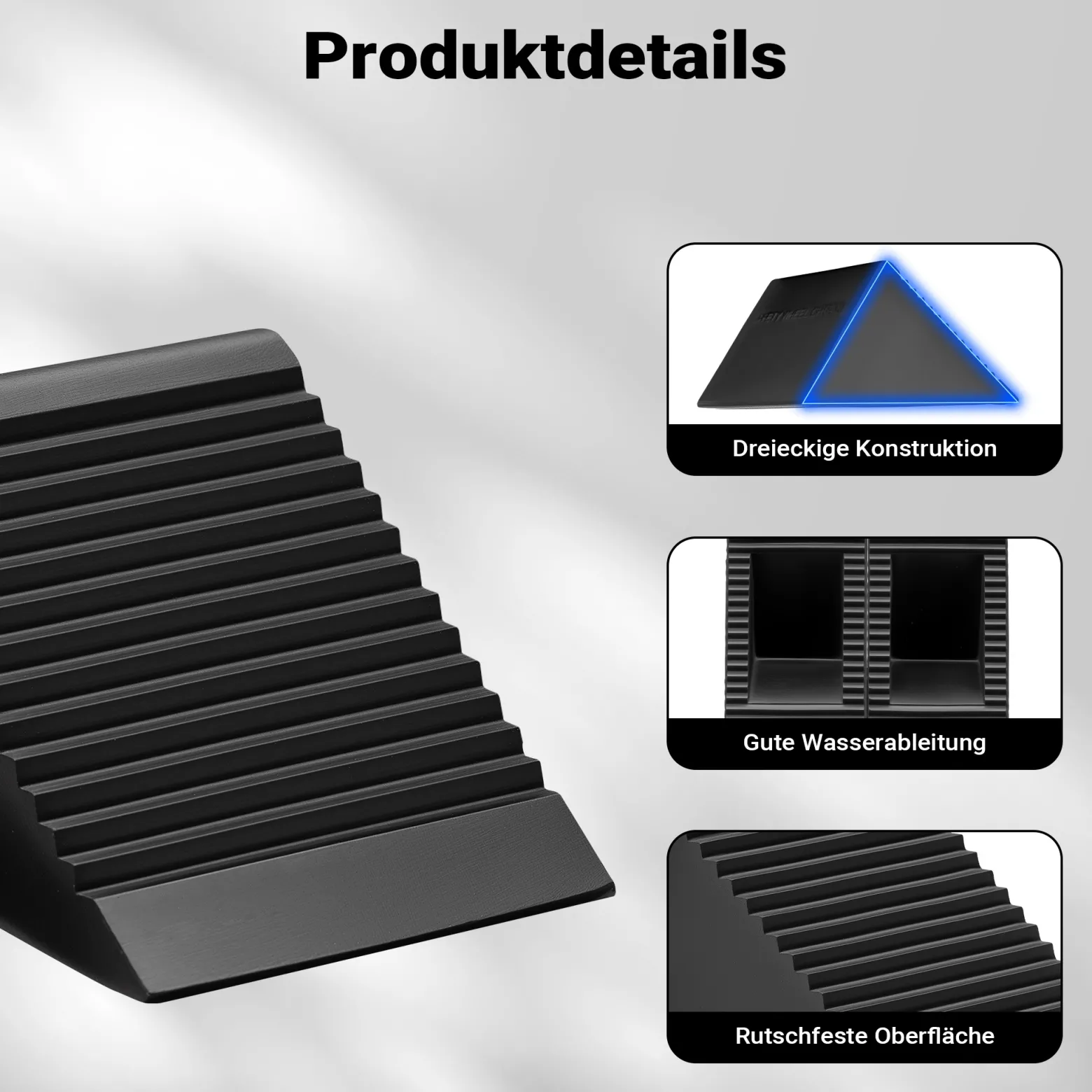 Wiltec Unterlegkeil Gummi 129 x 77 x 60 mm 2er Set Bremskeil 2 Tonnen pro Paar für Anhänger, Wohnmobil und Auto