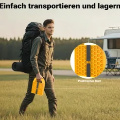 Wiltec Unterlegplatten 4er Set, Stützplatten aus HDPE mit Tragegriff und Fixierband, Kunststoff Unterleger 23,2 x 17 x 2 cm, Abstützplatten für Wohnwagen, Wohnmobil, Wagenheber