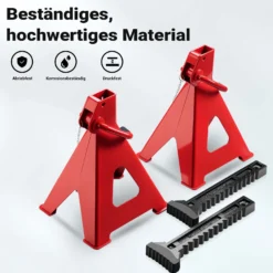 Wiltec Unterstellbock 2er Set, Stützbock bis 12 t, Böcke höhenverstellbar 49-75 cm, Arbeitsbock mit Sicherungsbolzen, Auto Bock rutschfestes Gummi