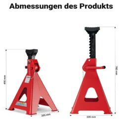Wiltec Unterstellbock 2er Set, Stützbock bis 12 t, Böcke höhenverstellbar 49-75 cm, Arbeitsbock mit Sicherungsbolzen, Auto Bock rutschfestes Gummi