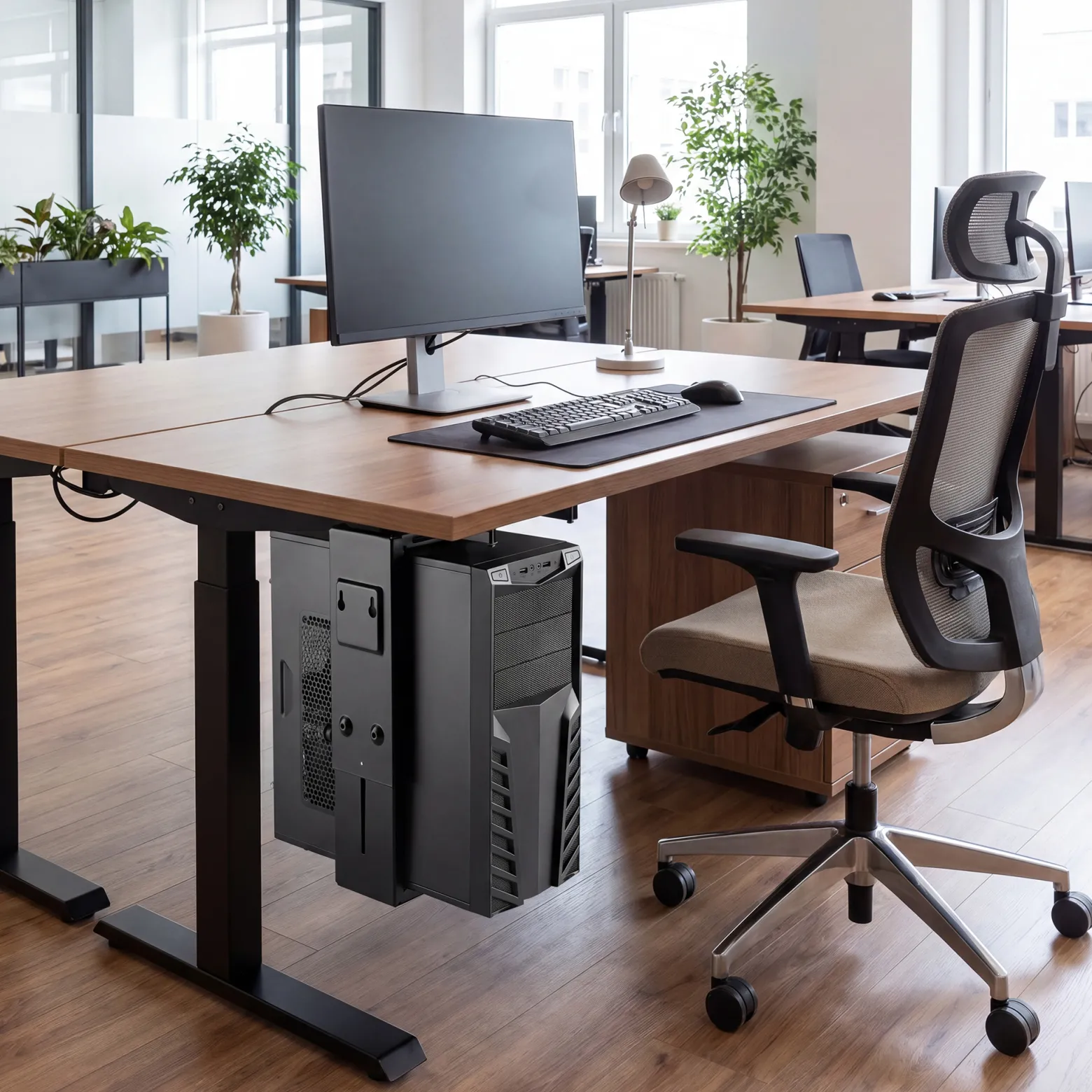 Wiltec Untertisch PC-Halterung mit Gleitschiene 360° Schwenkbar für Computer-Gehäuse bis 10kg