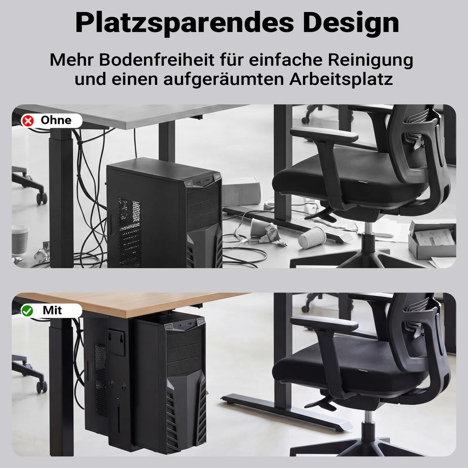 Wiltec Untertisch PC-Halterung mit Gleitschiene 360° Schwenkbar für Computer-Gehäuse bis 10kg