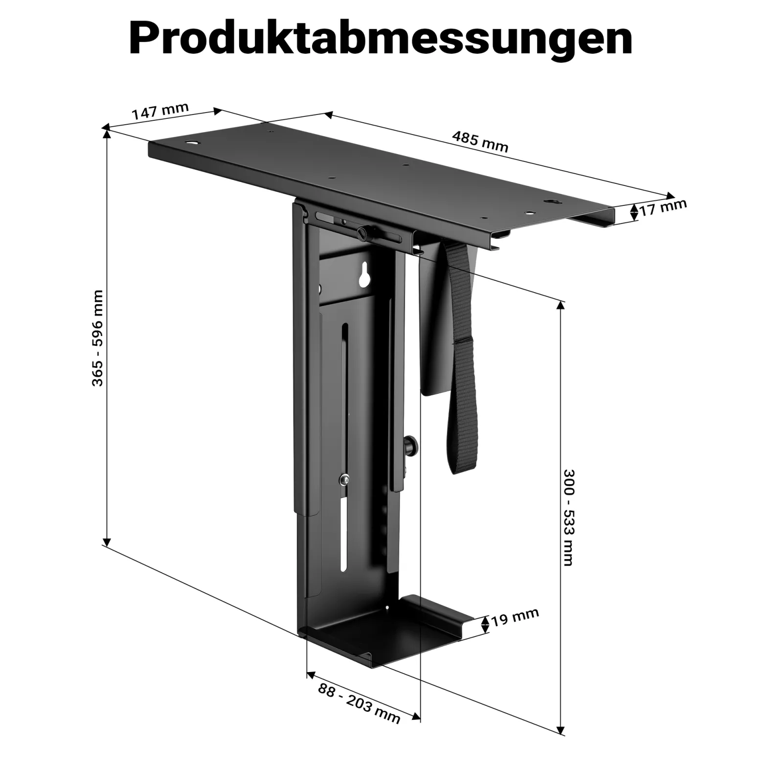 Wiltec Untertisch PC-Halterung mit Gleitschiene 360° Schwenkbar für Computer-Gehäuse bis 10kg