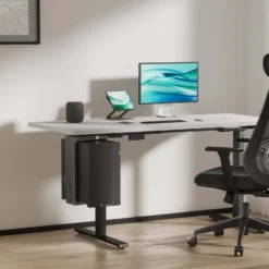 Wiltec Untertisch PC-Halterung Stufenlos Verstellbar 360° Schwenkbar für Computer-Gehäuse bis 10kg