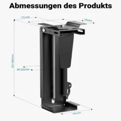 Wiltec Untertisch PC-Halterung Stufenlos Verstellbar 360° Schwenkbar für Computer-Gehäuse bis 10kg
