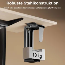 Wiltec Untertisch PC-Halterung Stufenlos Verstellbar 360° Schwenkbar für Computer-Gehäuse bis 10kg