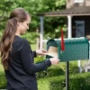 Wiltec US Mailbox grün 150 x 513 x 223 mm, amerikanischer Briefkasten mit Fahne, Wandbriefkasten oder Standbriefkasten Stahl amerikanisches Design