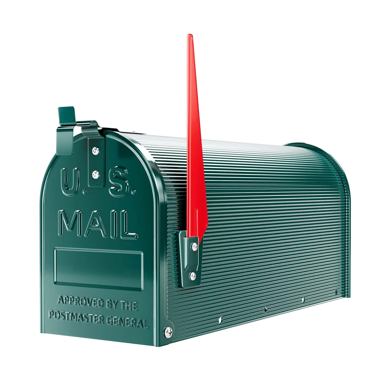 Wiltec US Mailbox grün 150 x 513 x 223 mm, amerikanischer Briefkasten mit Fahne, Wandbriefkasten oder Standbriefkasten Stahl amerikanisches Design