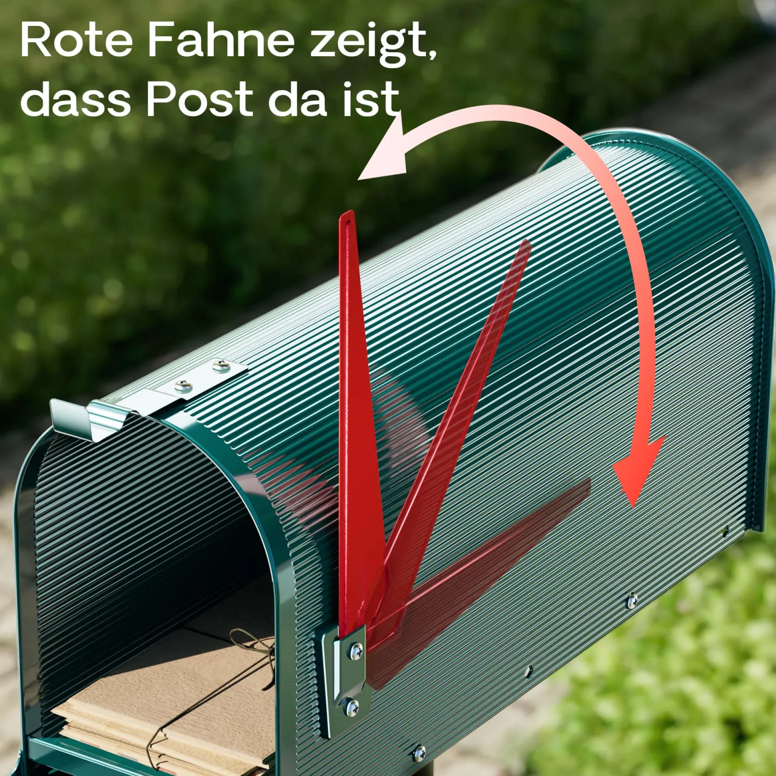 Wiltec US Mailbox grün 150 x 513 x 223 mm, amerikanischer Briefkasten mit Fahne, Wandbriefkasten oder Standbriefkasten Stahl amerikanisches Design