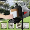 Wiltec US Mailbox schwarz 150 x 513 x 223 mm, amerikanischer Briefkasten mit Fahne, Wandbriefkasten oder Standbriefkasten Stahl amerikanisches Design