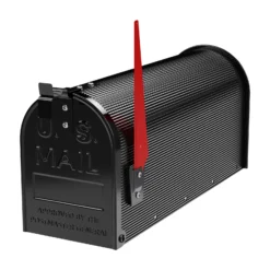 Wiltec US Mailbox schwarz 150 x 513 x 223 mm, amerikanischer Briefkasten mit Fahne, Wandbriefkasten oder Standbriefkasten Stahl amerikanisches Design