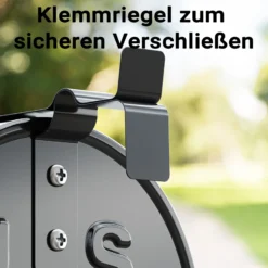Wiltec US Mailbox schwarz 150 x 513 x 223 mm, amerikanischer Briefkasten mit Fahne, Wandbriefkasten oder Standbriefkasten Stahl amerikanisches Design