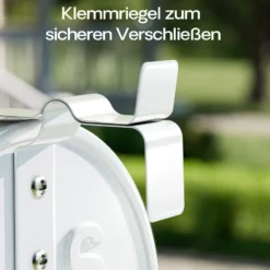 Wiltec US Mailbox weiß 150 x 513 x 223 mm, amerikanischer Briefkasten mit Fahne, Wandbriefkasten oder Standbriefkasten Stahl amerikanisches Design