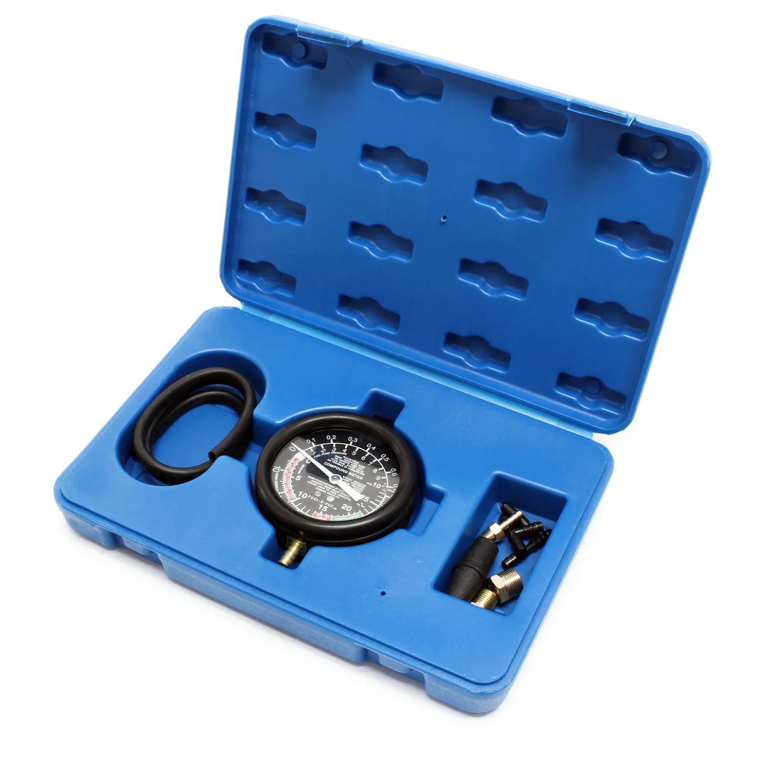 Wiltec Vakuumtester bis 10 PSI 28"HG, Benzinpumpentester, Unterdruck Tester Benzinpumpe mit Schlauch, Manometer und Koffer