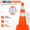 Wiltec Verkehrskegel aus PVC 70 cm, orangener Leitkegel zum Absichern, Pylon mit Reflexbändern