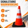 Wiltec Verkehrskegel 70 cm aus PVC mit Gummisockel, orangener Leitkegel zum Absichern, Pylon mit Reflexbändern