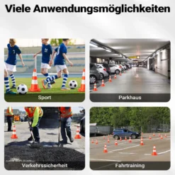 Wiltec Verkehrskegel 50 cm hoch, Leitkegel zum Absichern, Pylon reflektierend, Warnkegel aus robustem PVC für Baustellen