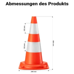 Wiltec Verkehrskegel 50 cm hoch, Leitkegel zum Absichern, Pylon reflektierend, Warnkegel aus robustem PVC für Baustellen