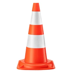 Wiltec Verkehrskegel 50 cm hoch, Leitkegel zum Absichern, Pylon reflektierend, Warnkegel aus robustem PVC für Baustellen