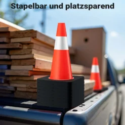 Wiltec Verkehrskegel 45 cm hoch, Leitkegel zum Absichern, Pylon reflektierend, Warnkegel aus robustem PVC und Gummi für Baustellen