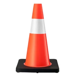 Wiltec Verkehrskegel 45 cm hoch, Leitkegel zum Absichern, Pylon reflektierend, Warnkegel aus robustem PVC und Gummi für Baustellen