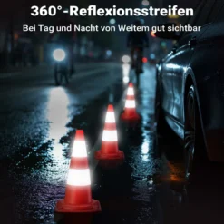 Wiltec Verkehrskegel 50 cm hoch 6 Stück, Leitkegel zum Absichern, Pylon reflektierend, Warnkegel aus robustem PVC für Baustellen