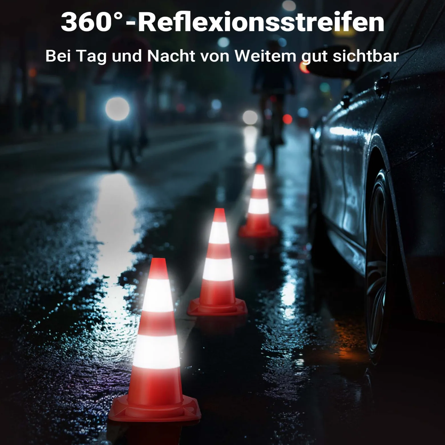 Wiltec Verkehrskegel 50 cm hoch 6 Stück, Leitkegel zum Absichern, Pylon reflektierend, Warnkegel aus robustem PVC für Baustellen