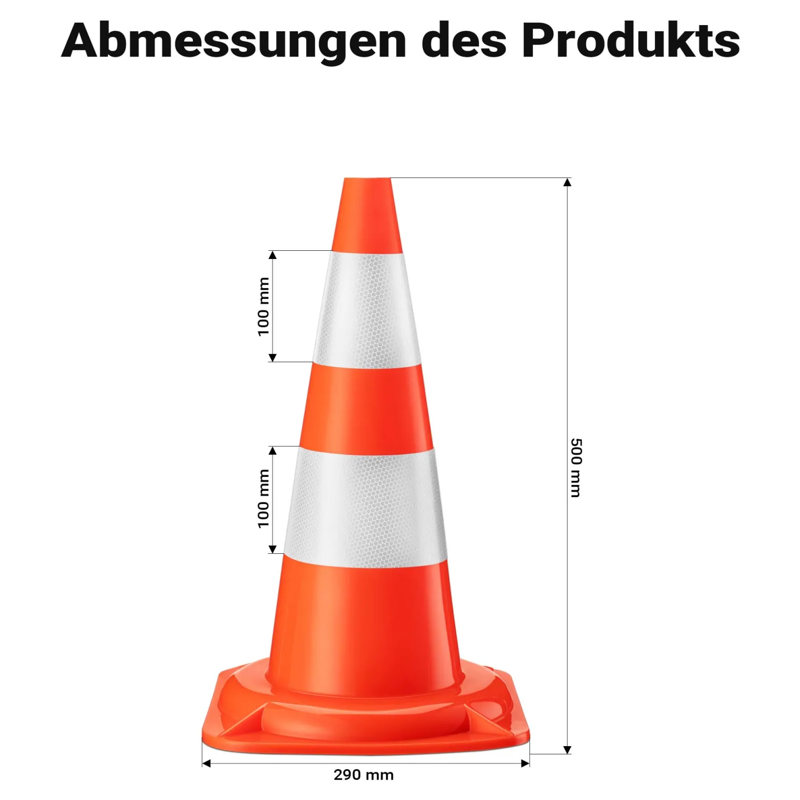 Wiltec Verkehrskegel 50 cm hoch 6 Stück, Leitkegel zum Absichern, Pylon reflektierend, Warnkegel aus robustem PVC für Baustellen