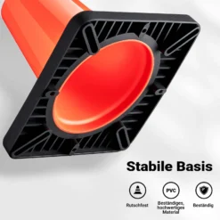 Wiltec Verkehrskegel 45 cm hoch 8 Stück, Leitkegel zum Absichern, Pylon reflektierend, Warnkegel aus robustem PVC und Gummi für Baustellen