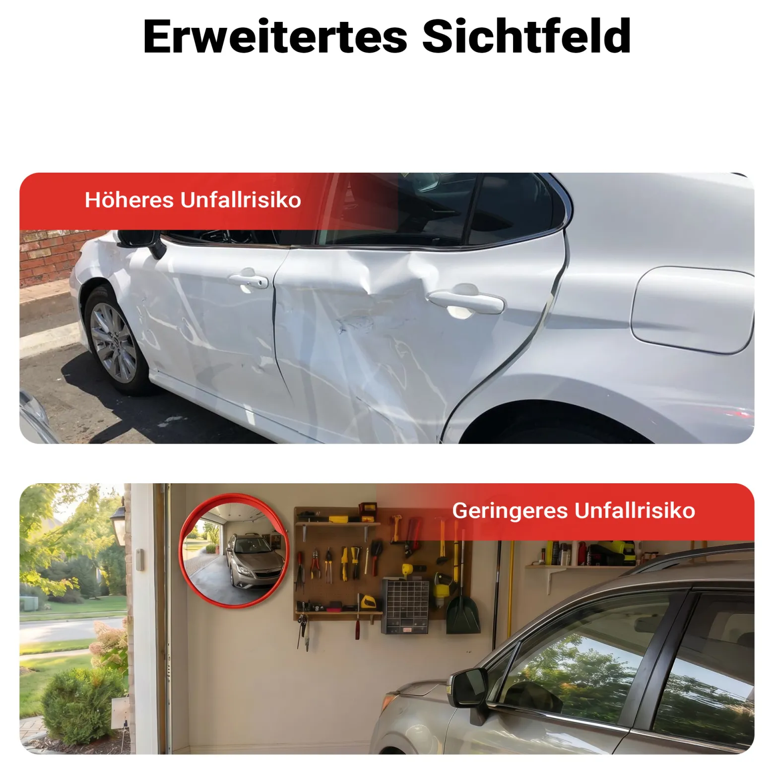 Wiltec Verkehrsspiegel 80 cm konvex mit Schutzhaube, runder Sicherheitsspiegel mit 160-160° Sichtfeld, Konvexspiegel aus Polycarbonat, Überwachungsspiegel für Ausfahrten inkl. Montagematerial
