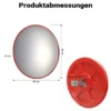 Wiltec Verkehrsspiegel 80 cm konvex, runder Sicherheitsspiegel mit 160-160° Sichtfeld, Konvexspiegel aus Polycarbonat, Überwachungsspiegel für Ausfahrten inkl. Montagematerial