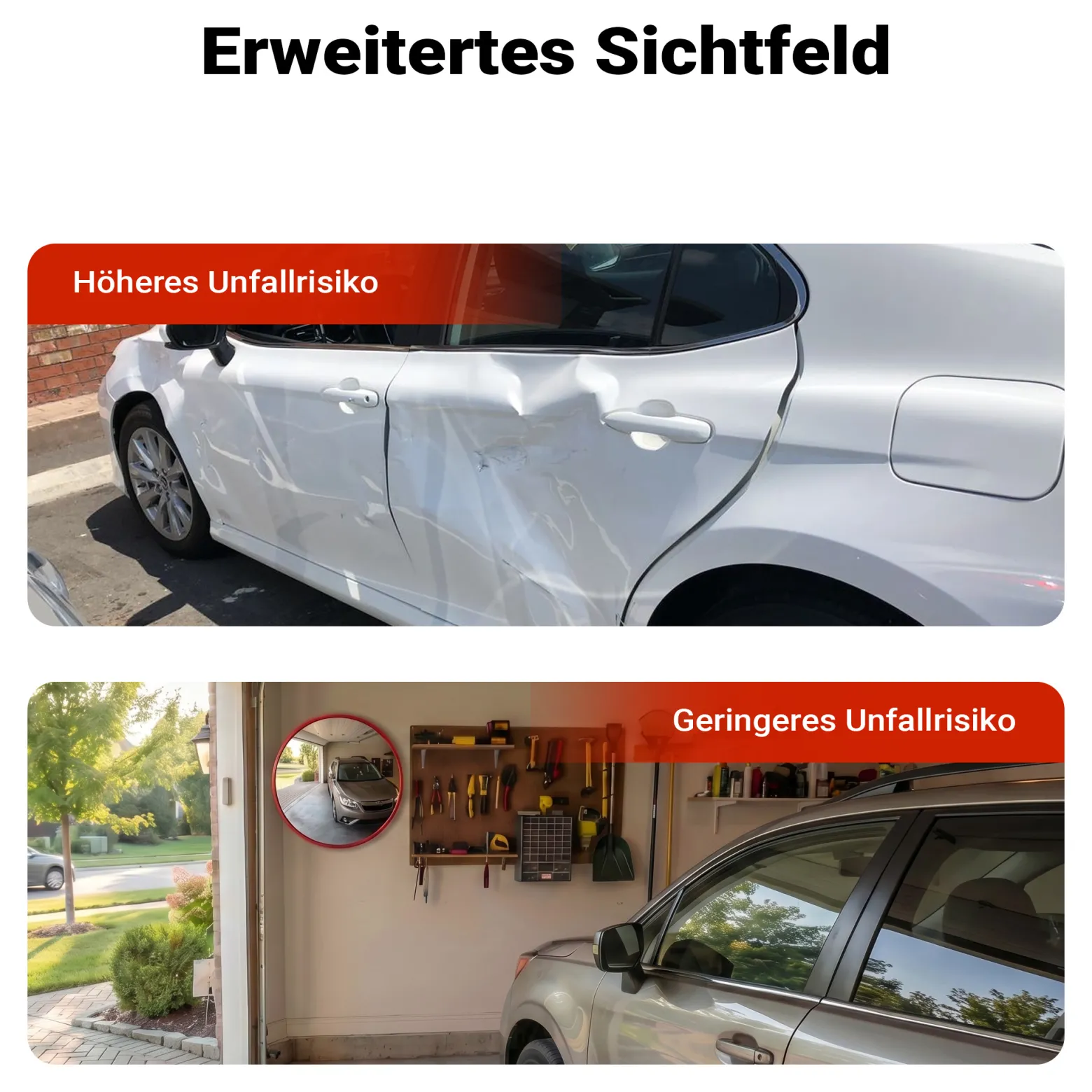 Wiltec Verkehrsspiegel 80 cm konvex, runder Sicherheitsspiegel mit 160-160° Sichtfeld, Konvexspiegel aus Polycarbonat, Überwachungsspiegel für Ausfahrten inkl. Montagematerial