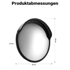 Wiltec Verkehrsspiegel 45 cm konvex mit Schutzhaube Schwarz, runder Sicherheitsspiegel mit 160° Sichtfeld, Konvexspiegel für Ausfahrten inkl. Montagematerial