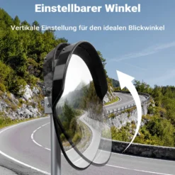 Wiltec Verkehrsspiegel 45 cm konvex mit Schutzhaube Schwarz, runder Sicherheitsspiegel mit 160° Sichtfeld, Konvexspiegel für Ausfahrten inkl. Montagematerial