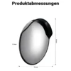 Wiltec Verkehrsspiegel 75 cm konvex mit Schutzhaube Schwarz, runder Sicherheitsspiegel mit 160° Sichtfeld, Konvexspiegel für Ausfahrten inkl. Montagematerial