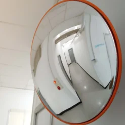 Wiltec Verkehrsspiegel 60 cm konvex, runder Sicherheitsspiegel mit 160-160° Sichtfeld, Konvexspiegel aus Polycarbonat, Überwachungsspiegel für Ausfahrten inkl. Montagematerial