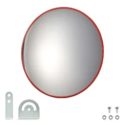 Wiltec Verkehrsspiegel 30 cm konvex, runder Sicherheitsspiegel mit 160° Sichtfeld, Konvexspiegel aus Polycarbonat, Überwachungsspiegel für Ausfahrten inkl. Montagematerial