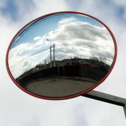 Wiltec Verkehrsspiegel 45 cm konvex, runder Sicherheitsspiegel mit 160-160° Sichtfeld, Konvexspiegel aus Polycarbonat, Überwachungsspiegel für Ausfahrten inkl. Montagematerial