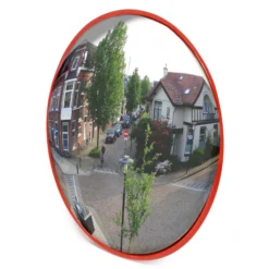 Wiltec Verkehrsspiegel 45 cm konvex, runder Sicherheitsspiegel mit 160-160° Sichtfeld, Konvexspiegel aus Polycarbonat, Überwachungsspiegel für Ausfahrten inkl. Montagematerial