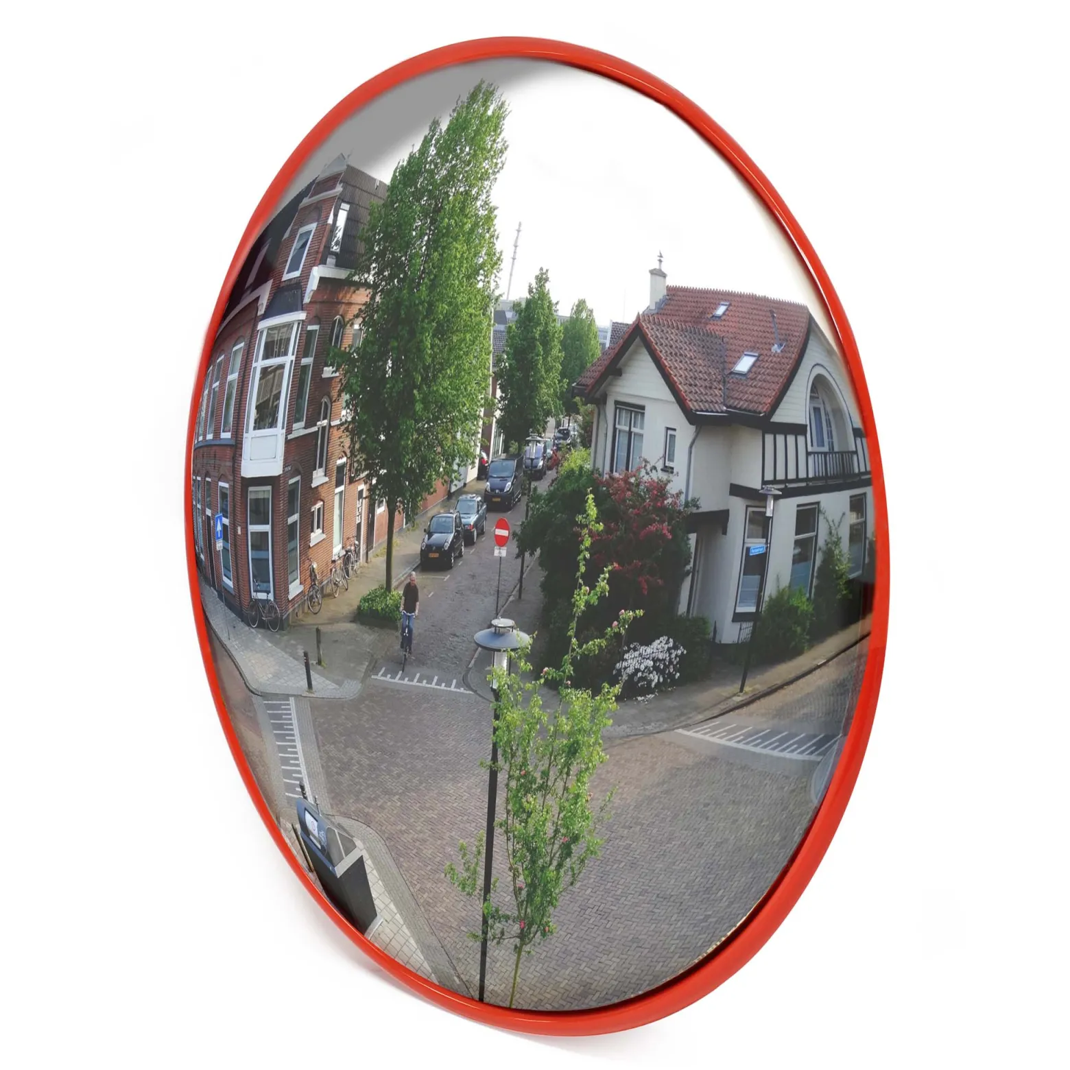 Wiltec Verkehrsspiegel 45 cm konvex, runder Sicherheitsspiegel mit 160-160° Sichtfeld, Konvexspiegel aus Polycarbonat, Überwachungsspiegel für Ausfahrten inkl. Montagematerial