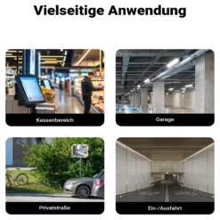 Wiltec Verkehrsspiegel 50 x 70 cm konvex, eckiger Sicherheitsspiegel mit rot-weißen Reflektorstreifen, bruchsicherer Konvexspiegel aus Kunststoff, Überwachungsspiegel für Ausfahrten