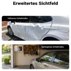 Wiltec Verkehrsspiegel 50 x 70 cm konvex, eckiger Sicherheitsspiegel mit rot-weißen Reflektorstreifen, bruchsicherer Konvexspiegel aus Kunststoff, Überwachungsspiegel für Ausfahrten