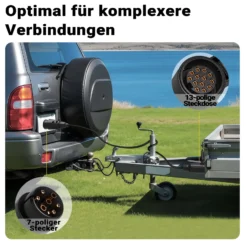 Wiltec Verlängerungskabel 2 m 7-polig auf 13-polig, Anhängerkabel PVC, Elektrokabel Stecker & Buchse, Verlängerungskabel für Anhänger und Wohnwagen