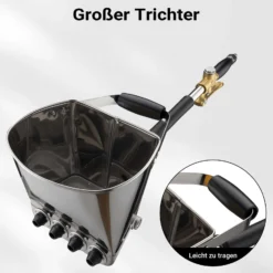 Wiltec Verputzmaschine 6-10 bar, Putzpistole mit 8 mm Düse, Mörtelpistole 3,7 l Trichter, Putzwerfer 72 cm, Putzmaschine Aluminium und Edelstahl