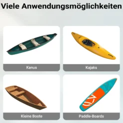 Wiltec verstellbarer Alu Kanuwagen bis 90 kg, Transportwagen für Boote, Kanus und Kajaks, SUP-Trolley mit Polstern, ⌀26 cm PU-Räder & Gurtbändern,, SUP-Wagen mit verstellbarer Auflagebreite