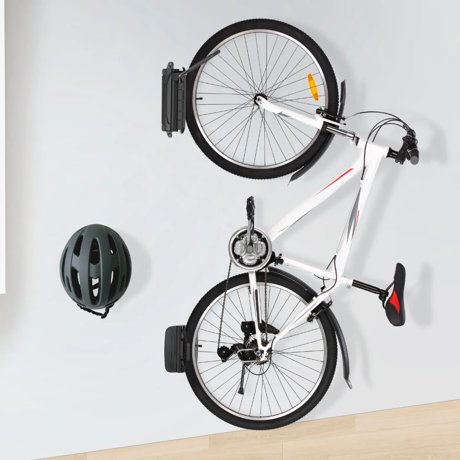 Wiltec vertikale Fahrrad Wandhalterung 8,2 x 25 x 18,5 cm bis 30 kg, Fahrradhalterung universell, Fahrradaufhängung aus pulverbeschichtetem Stahl
