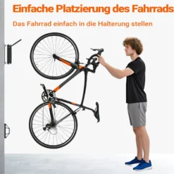 Wiltec vertikale Fahrrad Wandhalterung 8,2 x 25 x 18,5 cm bis 30 kg, Fahrradhalterung universell, Fahrradaufhängung aus pulverbeschichtetem Stahl